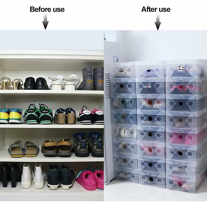 Caja de Almacenamiento de Organizador de Zapatos de plástico multifunción MINUS ONE Cajas de Zapatos Transparentes de 20 Piezas con Tapas 