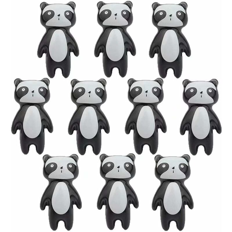 NORCKS Perillas de cerámica, 10 piezas Perillas de cerámica con forma de panda Estilo animal de dibujos animados Gabinete Tiradores decorativos Tiradores de puerta de cajón de armario con tornillos