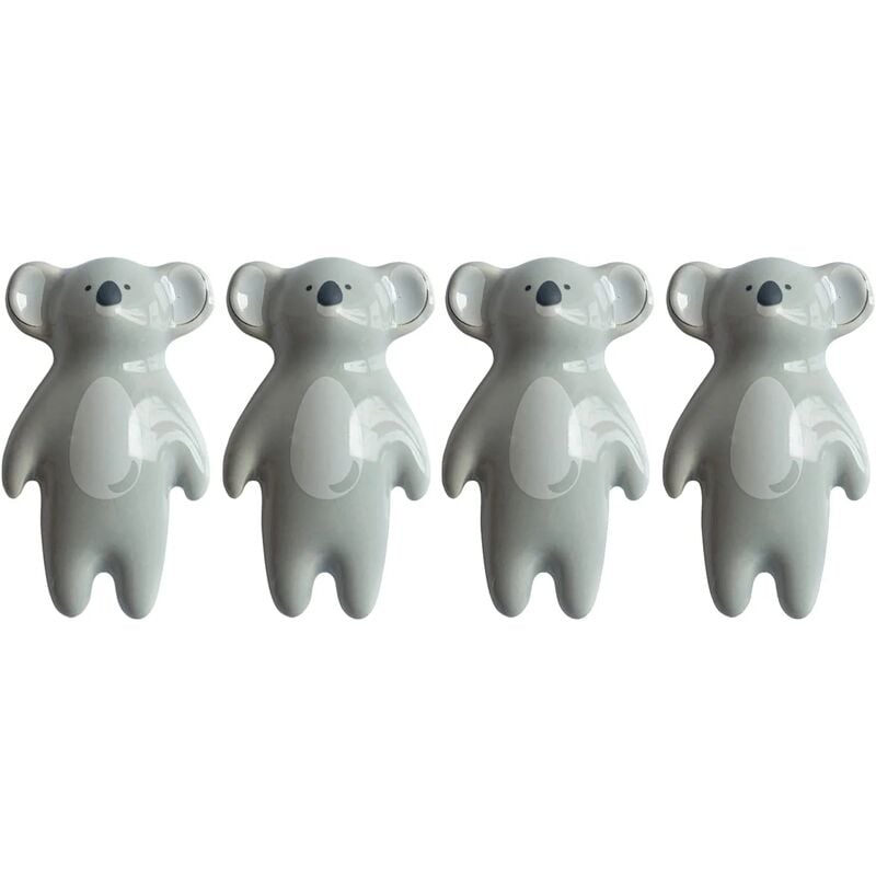 NORCKS 4 pomos de cerámica para armario con diseño de animales de dibujos animados de Koala, tiradores de cajón, bonitos tiradores de armario, pomos de puerta de muebles pintados, decoración del hogar