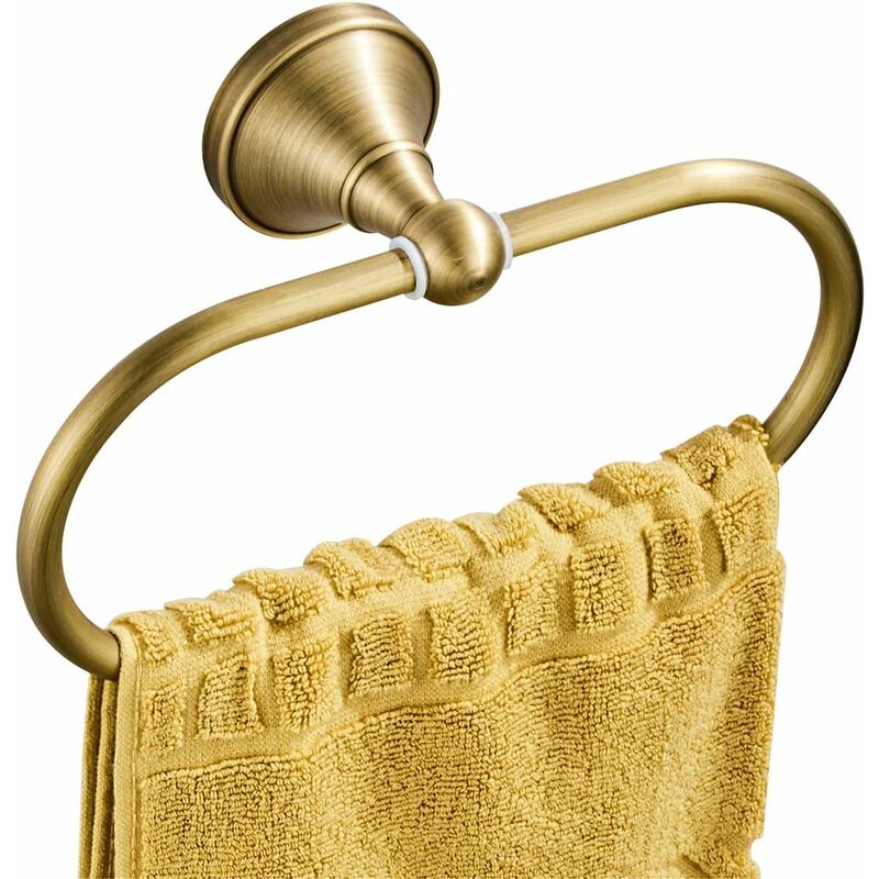 Soporte para toallas de mano cepillado dorado con forma de T para baño,  encimera de cocina, 2 anillos de toalla, acero inoxidable SUS304