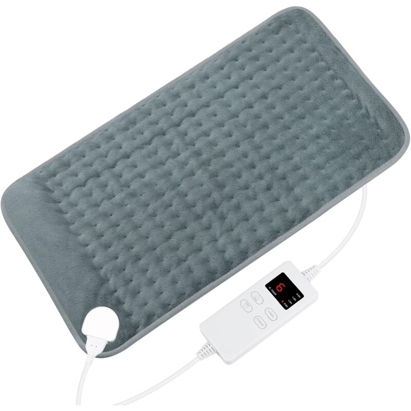 NORCKS Manta Eléctrica, Almohadilla Eléctrica con 4 Modes Temporizadores , 6 Niveles de Calentamiento, Terapia Húmeda y Seca Manta Térmica Eléctrica para Lumbares, Espalda, Hombros(60 x 30 cm) Gris