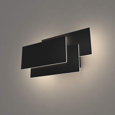 Lámpara De Pared Moderna Lámpara De Pared Interior Led 24W Apliques De Pared Blanco Frio 3 En 1 Para Sala De Estar Dormitorio Escalera Pasillo Negro