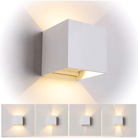Lámpara de Pared Led de Aluminio Moderno Minimalista Apliques de Pared (Blanco)Forma Cubo Cuadrado Creativo Diseno 12W para Cocina Restaurante Pasillo Entrada