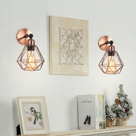 Lamparas De Pared Retro E27 Apliques Moderno, Angulo Ajustable , Aplique Pared Jaula Metal, Iluminación Interior