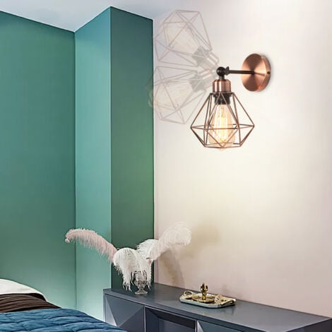 Lamparas De Pared Retro E27 Apliques Moderno, Angulo Ajustable , Aplique Pared Jaula Metal, Iluminación Interior