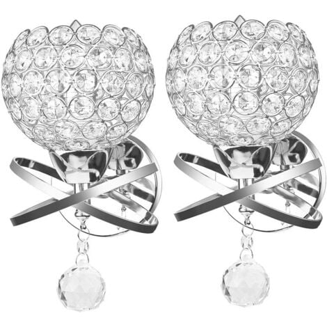 2PCS Lámpara De Pared De Cristal De Estilo Moderno Apliques De Pared De Cristal Aplique De Pared Nórdico Para Sala De Estar Pasillo E27, Plata