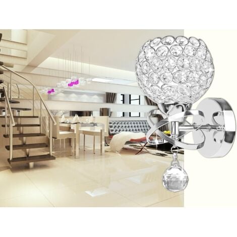 2PCS Lámpara De Pared De Cristal De Estilo Moderno Apliques De Pared De Cristal Aplique De Pared Nórdico Para Sala De Estar Pasillo E27, Plata