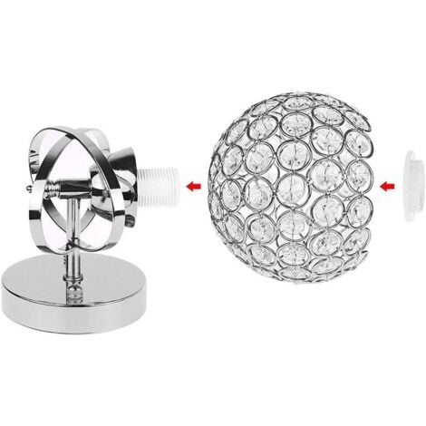 2PCS Lámpara De Pared De Cristal De Estilo Moderno Apliques De Pared De Cristal Aplique De Pared Nórdico Para Sala De Estar Pasillo E27, Plata