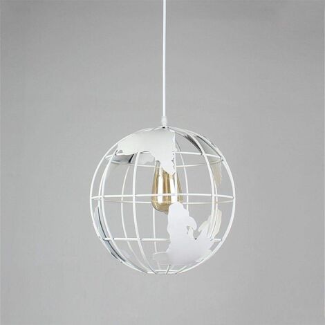 Lámparas De Colgar Led Moderno Creativo De Globo Terráqueo Lámpara De Techo Nórdica De Hierro E27 (Blanco)