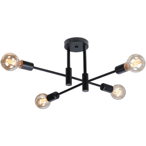 Lámpara De Techo Moderna 4 Luces Lampara Techo De Metal Lamparas Techo Salon E27 Negro Plafones De Interior Para Pasillo Dormitorio Sala De Estar