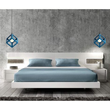 Lámpara De Techo Vintage Retro Con Forma De Cubo De Lámparas De Colgar Colorida Moderna Azul