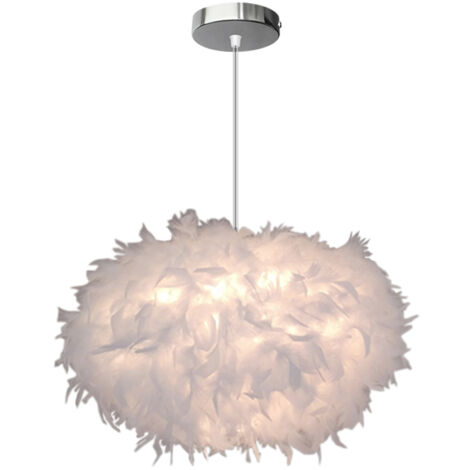 E27 45CM Lámpara Moderna De Techo Cubierta Con Pluma (Blanco) Para Sala De Estar Dormitorio Porche Bar Restaurante Hotel