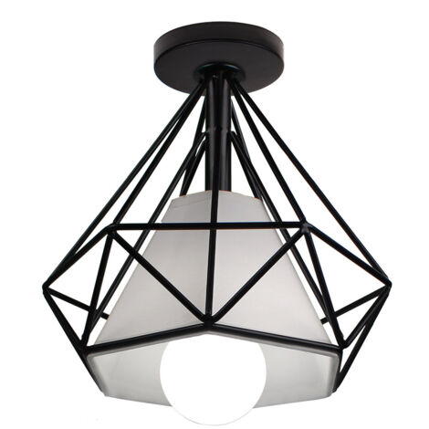 Lámpara De Techo Forma De Diamante Pirámide Cono De Moda Hueca Lustre Moderna Creativo Simple Ø20CM Para Restaurante Comedor Bar Negro