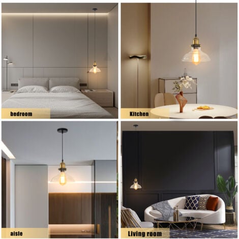 Lampara Techo De Vidrio Lámparas De Colgar Industrial Interior E27 Lamparas De Techo Retro Negro Para Cocina Dormitorio Sala De Estar Hotel