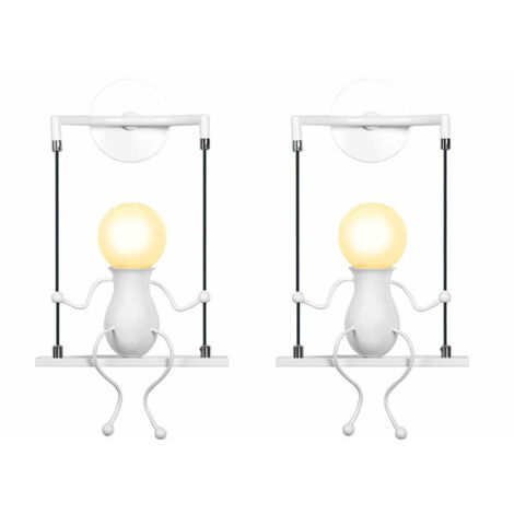 2X Apliques De Pared Retro Lámpara De Pared Creativa Lámpara De Pared De Metal Moderna Para Dormitorio Habitación De Niños Blanco (1/5)