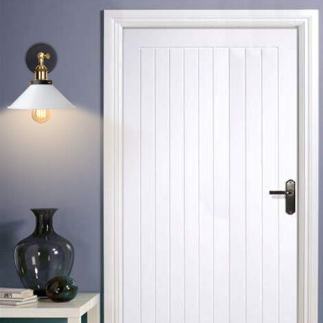 Apliques De Pared Retro Ø22CM Apliques De Pared De Metal Lámpara De Pared De Estilo Simple Para Interior, Habitacions, Salas De Estar (Blanco)