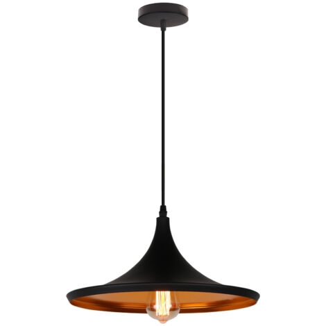 Lámpara De Techo Vintage Lámpara Colgante Retro E27 Lustre Modernanórdica Para Pasillo Dormitorio Oficina Cafetería Negra 3