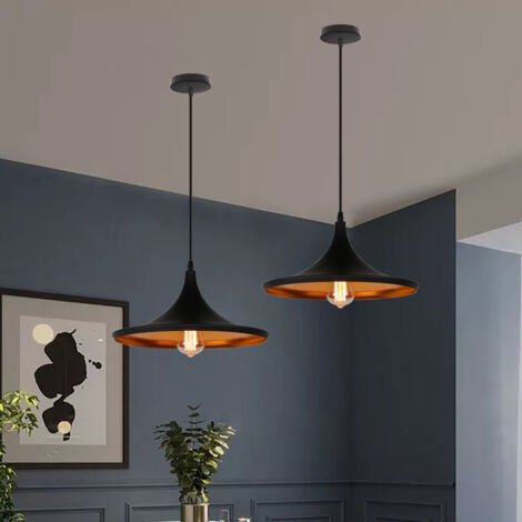 Lámpara De Techo Vintage Lámpara Colgante Retro E27 Lustre Modernanórdica Para Pasillo Dormitorio Oficina Cafetería Negra 3