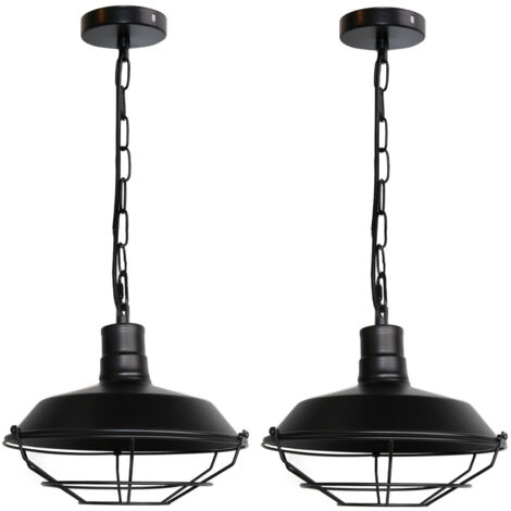 2X Lámpara De Techo Industrial Vintage Lámparas De Colgar Hierro De Metal Lámparas De Colgar Retro Lámparas De Colgar Antigua Negro 260Mm (1/5)