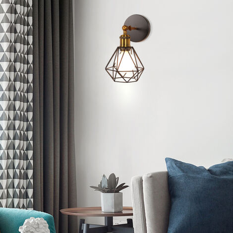 Lámpara De Pared Retro Con Portalámparas E27 - Diseño De Jaula Ajustable, Negro, 2 Unidades (Sin Bombilla)