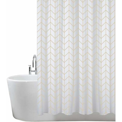 Cortinas de ducha Anti-molde, anti-bacteriano, lavable Cortina de bañera  Tela de poliéster con 12 anillos de cortina de ducha