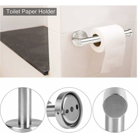 Norcks [5PCS] Juego De Toallero De Acero Inoxidable, Soporte De Toalla De Baño Montado En La Pared, 1 Barra De Toalla, 1 Toallero De Papel, 3 Ganchos Para Albornoz, Kit De Accesorios De Baño Plateado