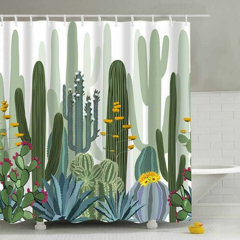 NORCKS Cortina de Ducha Anti-Molde Estilo de Planta Verde 180 cm x 180 cm / 12