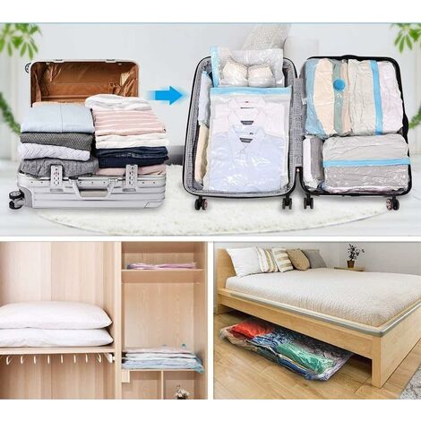 Bolsas de almacenamiento al vacío, paquete de 8 bolsas que ahorran espacio  para ropa, almohadas y ropa de cama, equipaje de viaje, bolsas de