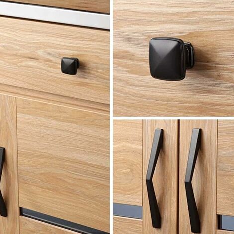 Juego De 15 Pomos De Armario Negros Cuadrados - Aleación De Zinc - Para Cajones Y Puertas De Cocina, Baño, Dormitorio - Incluye Tornillos
