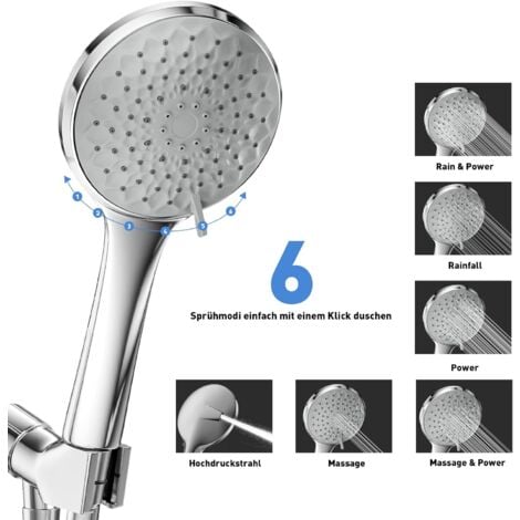  Cabezal de ducha de mano de 7 modos de alta presión, lavado a  presión integrado para limpiar el cabezal de ducha de baño con manguera de  acero inoxidable de 59 pulgadas