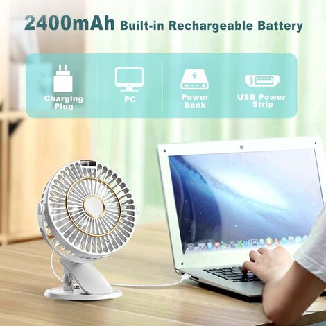 Ventilador pequeño con clip USB de 3 velocidades con fuerte flujo de aire.  NUEVO