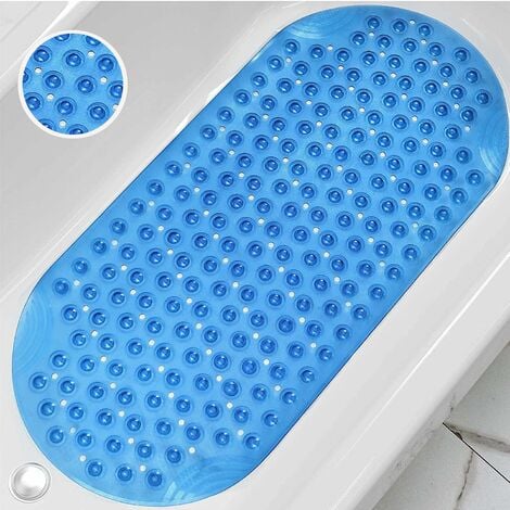 NORCKS Alfombra de baño, Alfombra de Ducha Antideslizante, con Ventosa y  Orificio de Drenaje, Lavable a máquina, sin látex, 88 x 40 cm (Azul)