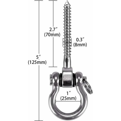 2 Piezas Ganchos de Techo de Acero Inoxidable Gancho de Columpio Anclaje  Pared para Hamaca Yoga