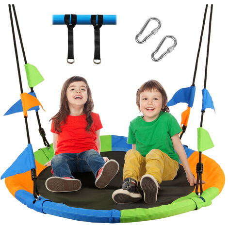 Ø 120 cm Nestschaukel, bis 300 kg Kinderschaukel, Seillänge verstellbar 100-180cm, für Kinder & Erwachsene, mit Schaukel Befestigung (Bunt) (1/5)
