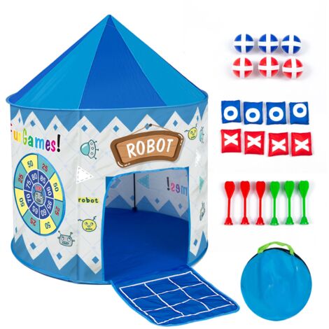 Leogreen Kinder Spielzelt mit Dart & Zielscheibe, 4 in 1 Kinderzelt Indoor Outdoor Spielzelte Spielhaus Spiele Spielzeug Geschenk für Kinder Baby Mädchen Jungen, 8 Sandsäcke Inklusive (1/5)