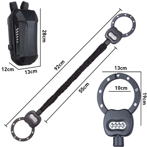 E Scooter Schloss mit Zahlencode, 8mm Dicke Kettenschloss,  Handschellenschloss Fahrradschloss Hohe Sicherheit Schloss mit  Aufhngetasche