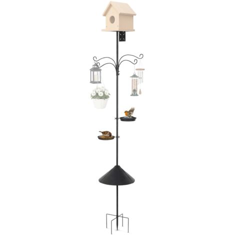 Garten Schäferhaken, verstellbar, mit 4 Haken, 2 Tabletts, Rattenschutz, Vogelhausständer, 5 Zinkenbasis, Metall Hirtenhaken für laterne, Licht, Vogelfutterstation, Pflanzgefäßaufhänger (1/5)