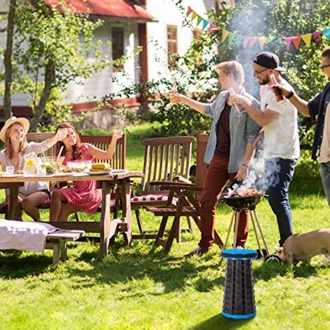 Tabouret Pliant Portable Rétractable - Camping Pêche Jardin - Noir