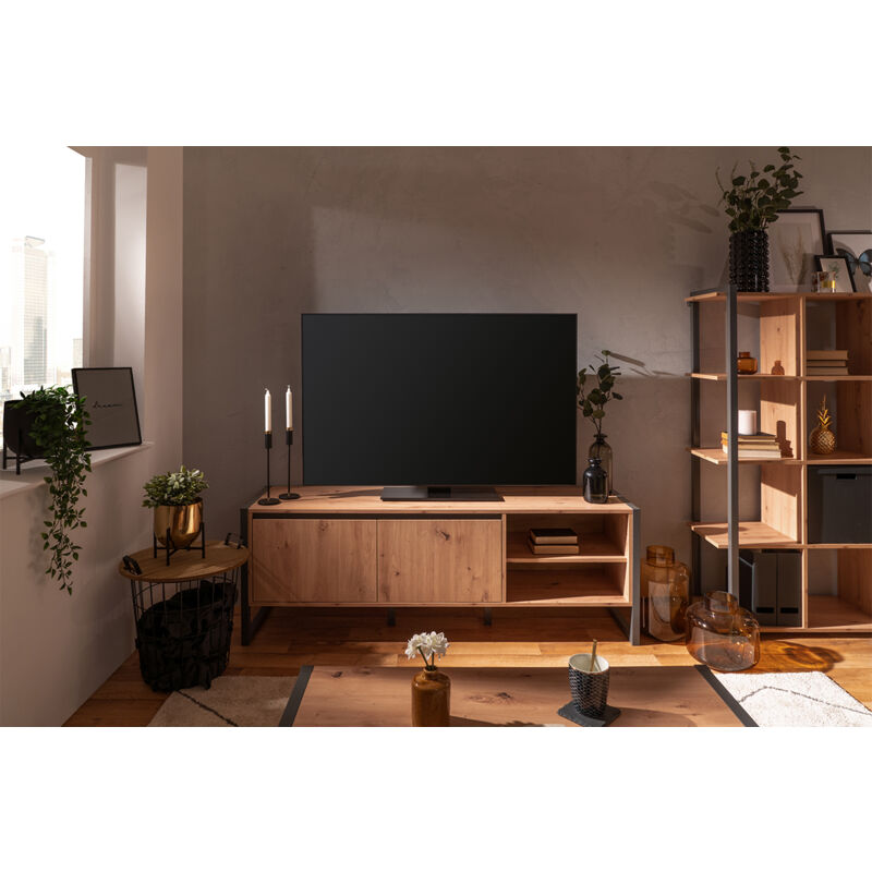 Denver - Mueble de pared para TV, color marrón y blanco, moderno y  contemporáneo