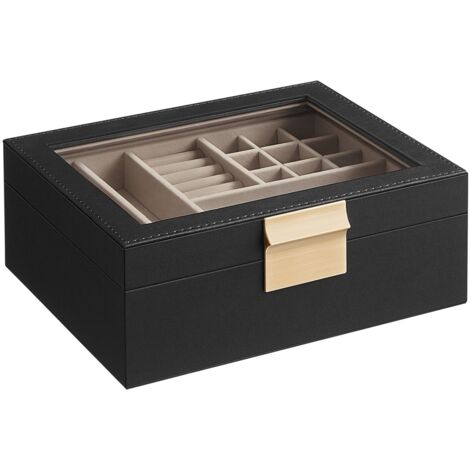 Caja De Exhibición Para Relojes Con Tapa De Vidrio – Madera Y Terciopelo, 3 Ranuras, Con Cerradura, Ideal Para Organizar Y Proteger Joyas
