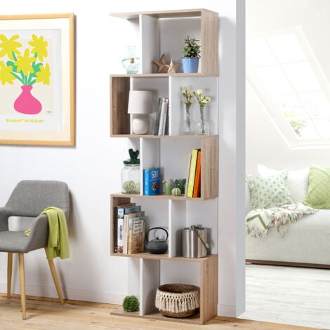 Rebecca Mobili Estantería de madera blanca Librería moderna 4 estantes para  el cuarto de baño Sala de estar
