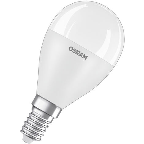 OSRAM LED-Lampen, klassische Miniballform, 60 Watts Ersatz, E14, P-shape, 4000 Kelvin, Kalt weiß, Matt, single Pack