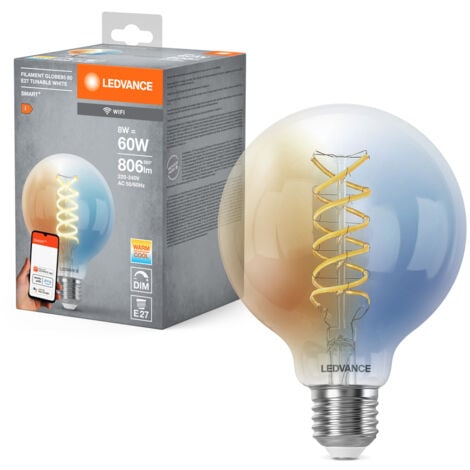 LEDVANCE SMART+ WIFI LED-Lampe, Weißglas, 8W, 806lm, Kugel-Form mit ...