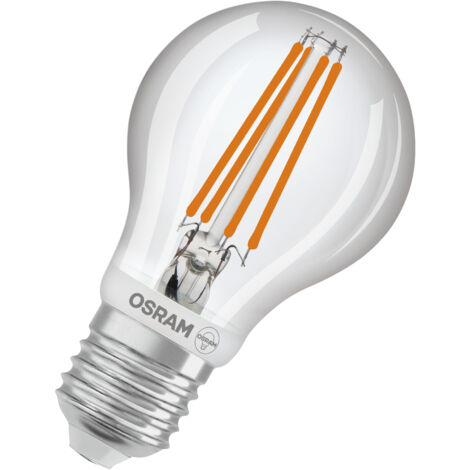 OSRAM LED Star Classic Lampe mit Bewegungssensor und Tageslichsensor, Kolbenform, 7.3 W / 806 lm, EEK A, warmweißes Licht (2700 K), aus klarfarbenem bleifreiem Glas, E27 Sockel, 60 mm Durchmesser.