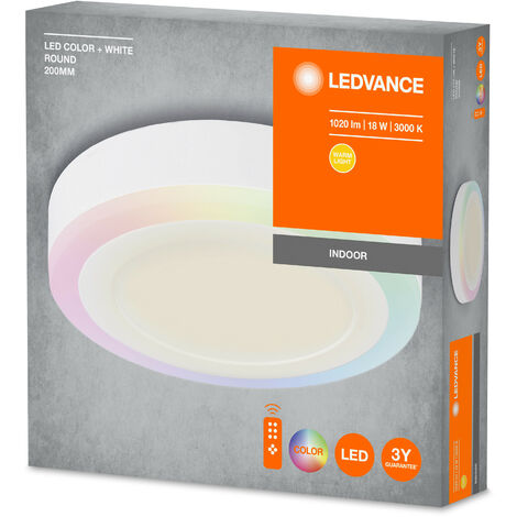 LEDVANCE Square LED Decken-/Wandleuchte COLOR + WHITE – 19 W, Warmweiß & Farblicht, Dimmbar, IP20, Aluminium, 200 Mm
