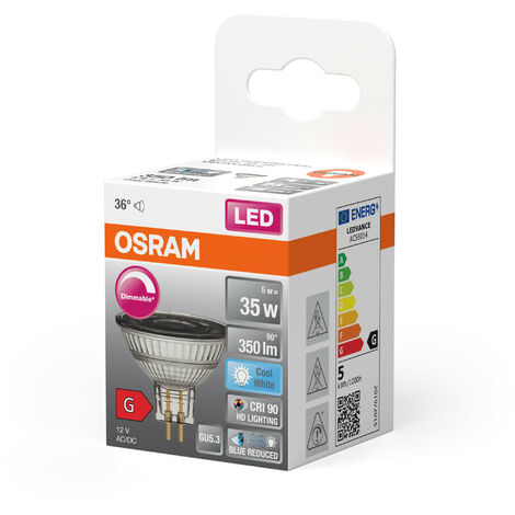 OSRAM Superstar dimmbare LED-Lampe mit besonders hoher Farbwiedergabe  (CRI90) für GU5.3-Sockel, klares Glas 
