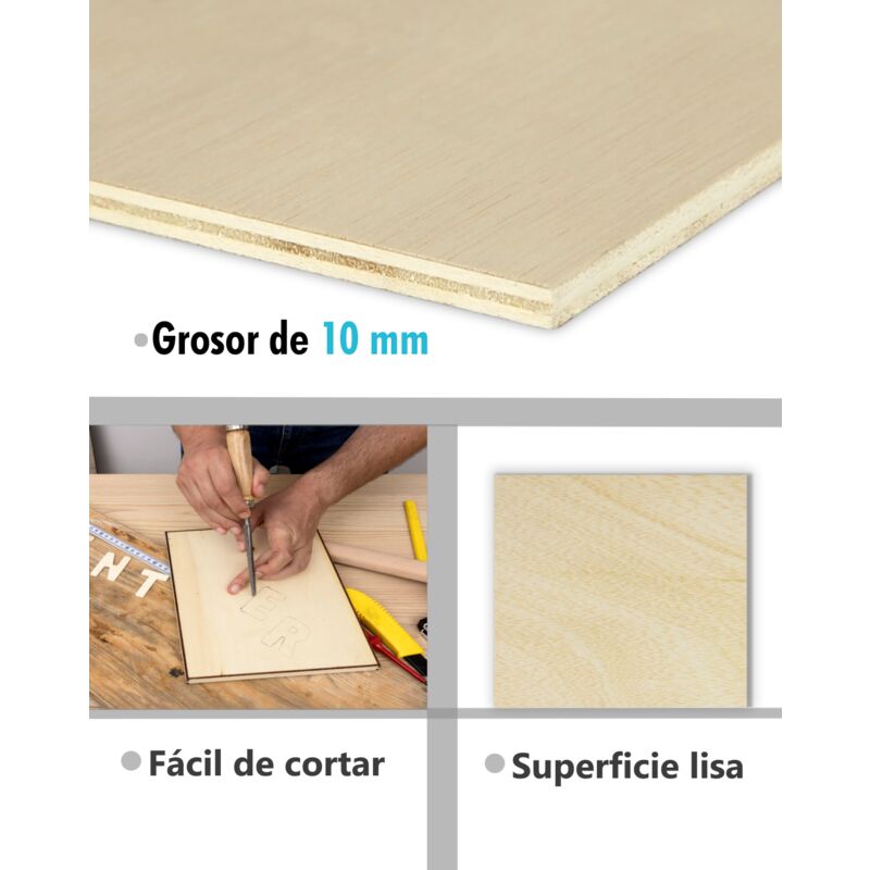 10 hojas de madera contrachapada A4 de 3 mm de espesor (+/- 0,2 mm) de  madera contrachapada de tilo para corte y grabado láser