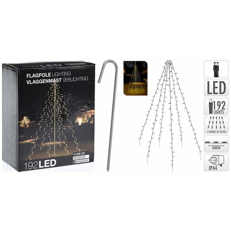 CORTINA EXTERIOR 192 LEDS BLANCO CALIDO ESPECIAL PARA ARBOLES 2,08m (alto)