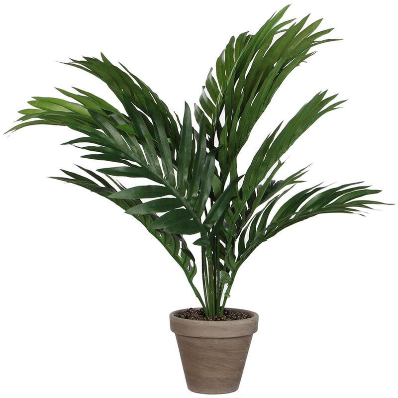 PALMERA AMARILLA O ARECA PVC CON MACETA GRIS D11.5CM-H45XD60CM