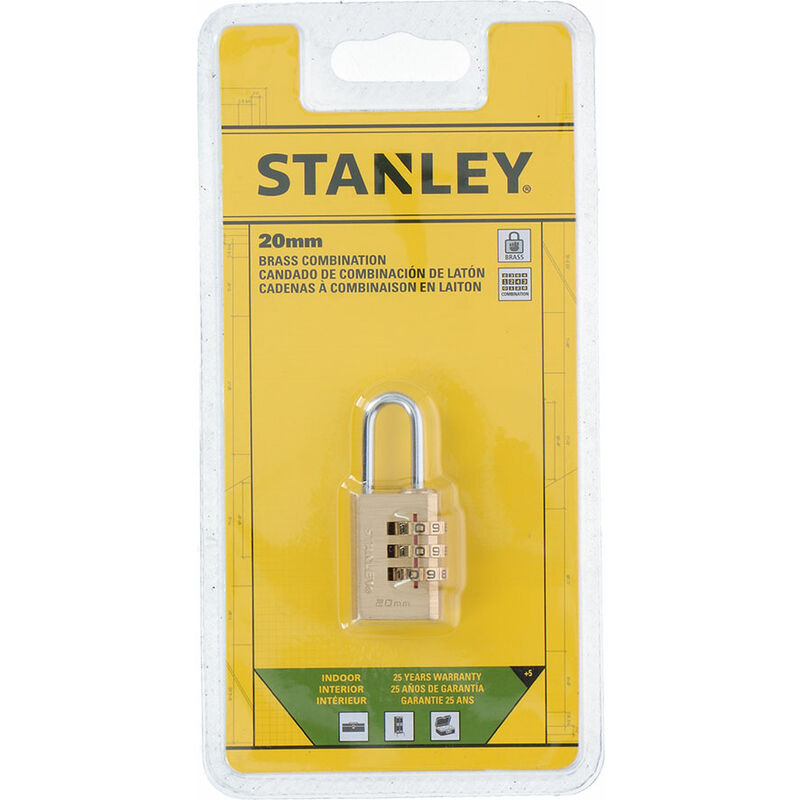 Candado de combinación TSA Stanley amarillo de 30mm
